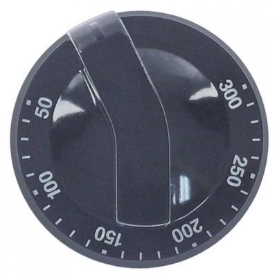 knob thermostat t.max. 300°C 50-300°C ø 69mm shaft ø 6x4,6mm shaft flat upper black