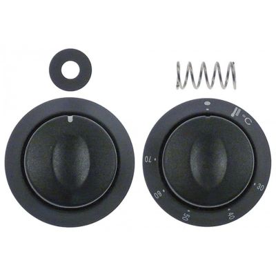 knob kit t.max. 70 °C 30-70°C ø 58 mm shaft ø 6 mm shaft flat 4,5  black incl. zero mark knob