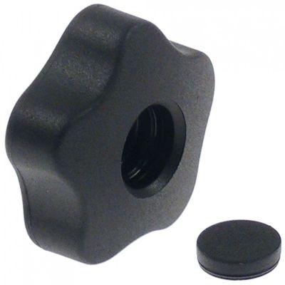 buton/maner stelat 6x6 ø 50mm L 18mm negru plastic