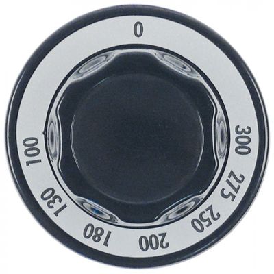 Buton termostat 100-300°C, ø 70mm, ax ø 6x4,6mm, negru - 112785