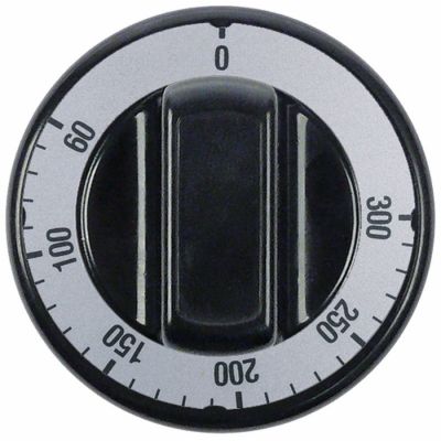 buton termostat T.max. 300°C 50-300°C ø 70mm ax ø 6x4,6mm aplatizare universal negru/argintiu