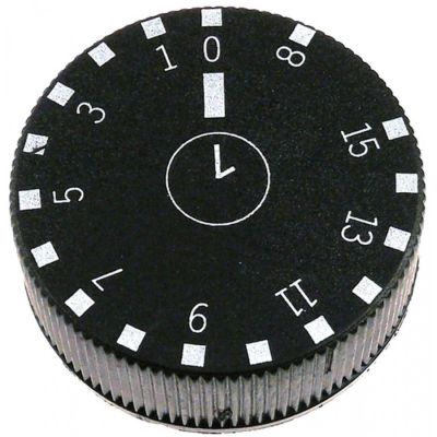 knob time 15min + permanent ON ø 42 mm shaft ø 6x4,6mm flat surface left black - Code 112924