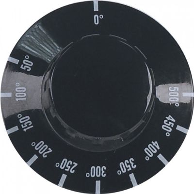 Buton termostat de reglare temperatura cuptor de pizza, gradatii 50-500 °C, ø 50 mm, ax ø 6 x 4,6 mm - 112941