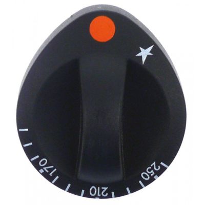 knob gas thermostat t.max. 250°C 170-250°C ø 70-80mm shaft ø 8mm black