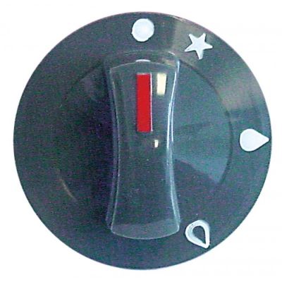 Buton cu simboluri pentru robinet de gaz ø 71mm, ax 10x8 mm - 113008