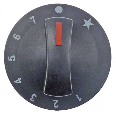 knob gas thermostat 1-7 ø 71mm shaft ø 8x6,5mm shaft flat right black