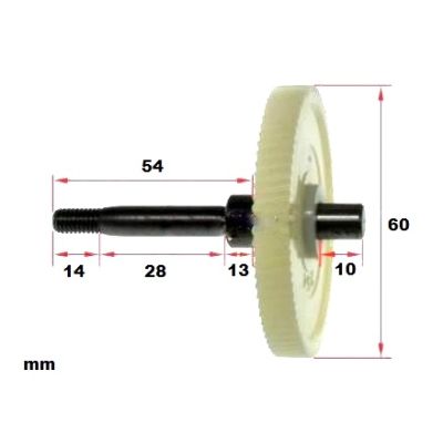 Roata dintata ø 60 mm cu ax ø 12/7 mm, lungime ax 60 mm, pentru rasnita cafea - 526839
