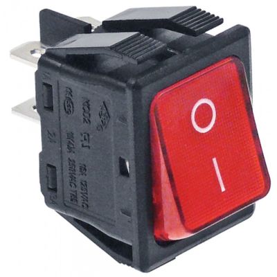 Intrerupator basculant rosu cu iluminare, contacte 2 NO, 16 A, 250 V, montare 30x22 mm - 301001