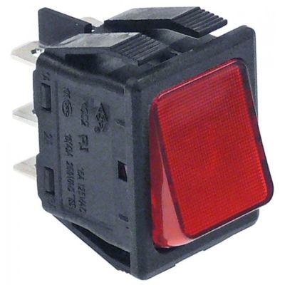 Intrerupator basculant rosu, contacte 2CO, 16 A, 250 V, cu lumina, montare 30x22 mm - 301015