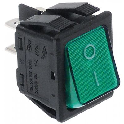 Intrerupator basculant cu revenire, contacte 2NO, 16A, 250V, cu lumina verde, montare 30x22 mm - 301019