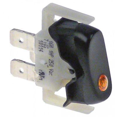 rocker switch black 1NO 250V 16A lighted 1-pole