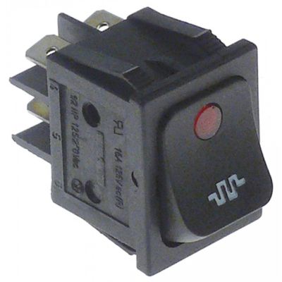 rocker switch 30x22mm black 2NO 250V 16A lighted heating small connection male faston 6,3mm