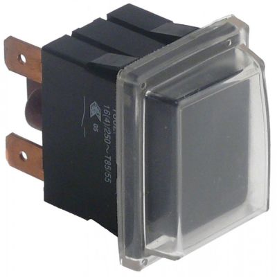 momentary push switch 30x22mm black 1NO 250V 16A connection male faston 6,3mm