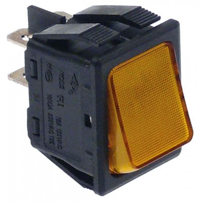 momentary rocker switch 30x22mm orange 2NO 250 V 16 A illuminated connection male faston 6.3mm