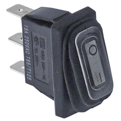rocker switch 30x11mm white 1NO 230V 16A illuminated 0-I connection male faston 6,3mm