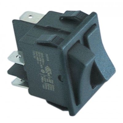 rocker switch 30x22mm black 1CO/1NO 250V 16A latching/momentary connection male faston 6,3mm