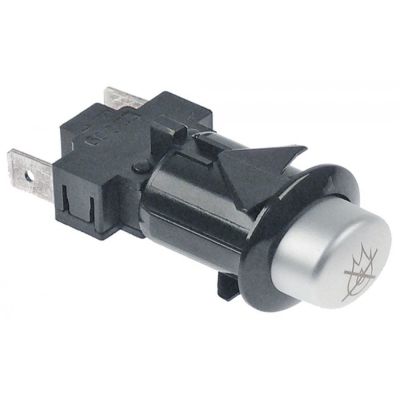 momentary push switch mounting ø 20,6x16,4mm silver 1NO 250V 16A connection male faston 6,3mm