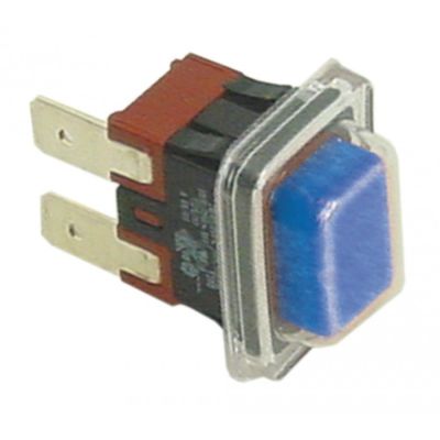 push switch 19x13mm blue 1NO 250V 16A connection male faston 6,3mm