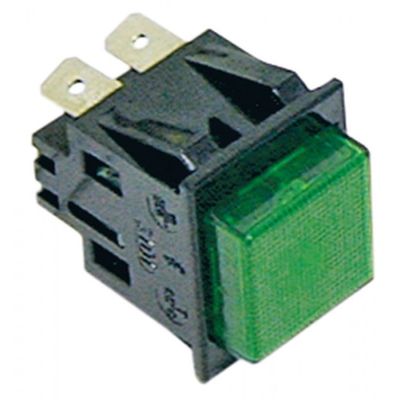 momentary push switch 27,2x22,2mm green 2NO 250V 16A illuminated connection male faston 6,3mm