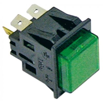 push switch 27,2x22,2mm green 2NO/indicator light 250V 16A connection male faston 6,3mm