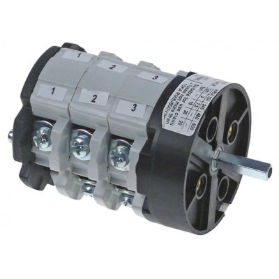 Intrerupator rotativ - comutator cu 3 pozitii 1-0-2, contacte 32 A, ax patrat - 345114