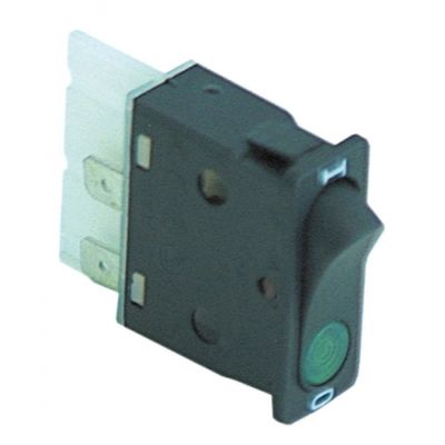 rocker switch 34,2x12,6mm green 2-pole 2NO 230V