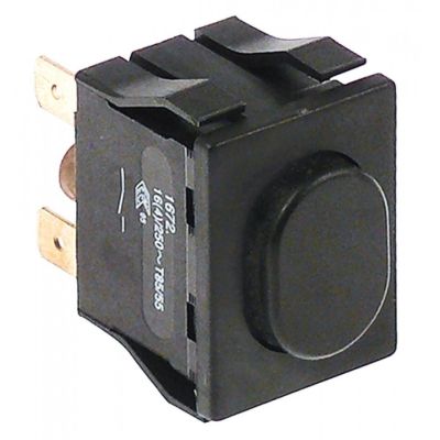 momentary push switch 30x22mm black 1NO 250V 16A connection male faston 6,3mm