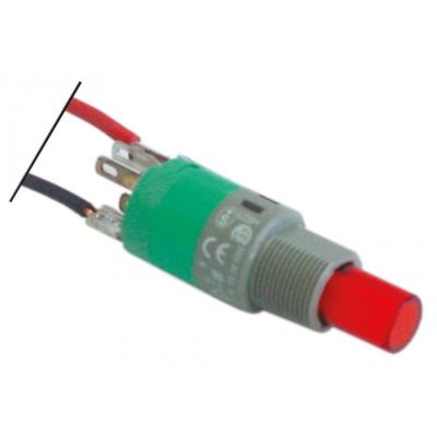 momentary push switch mounting ø 12mm red 1NO 250V 5A connection cable ambient temperature max. 85°C