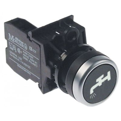 momentary push switch black ø 22,5mm 1NO water momentary