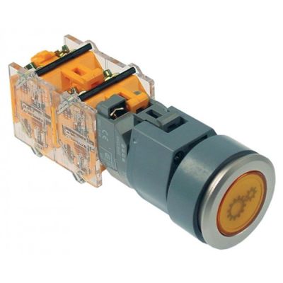 push switch ø 22,5mm 3NO/1NC 660V max. 16(4)A 0-1 latching oil pump yellow illuminated