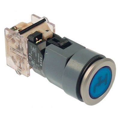 push switch ø 22,5mm 1NO 660V max. 16(4)A 0-1 latching water blue illuminated