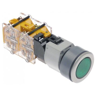 push switch ø 22,5mm 1NO 660V max. 16(4)A 0-1 latching ON/OFF green illuminated