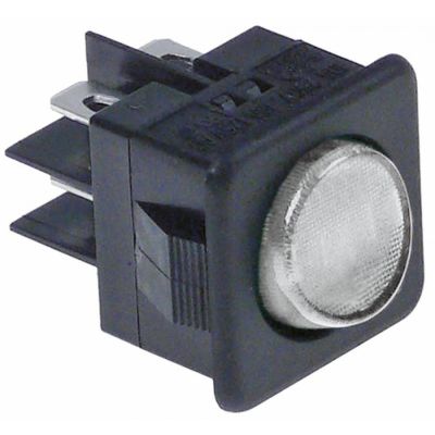 rocker switch 27,8x25mm clear 2CO 250V 16A illuminated connection male faston 6,3mm