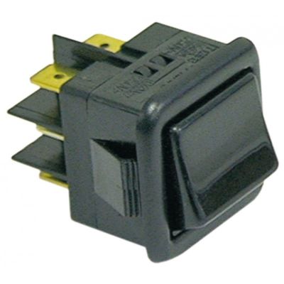 momentary rocker switch, mounting 27,8x25 mm, black, 2CO, 250V, 16A, connection male faston 6,3 mm - 347130