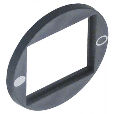 frame for rocker switch oval external size 40x46mm internal size 30x22mm 0-I black plastic