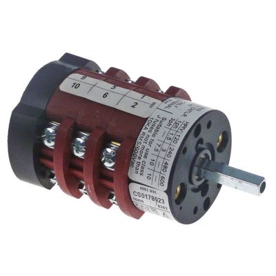 rotary switch 3 0-1-2 6 type CS0178623 400V 20A shaft ø 5x5mm shaft length 23mm shaft square