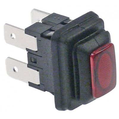 push switch 19x13mm red 2NO 250V 16A illuminated connection male faston 6,3mm