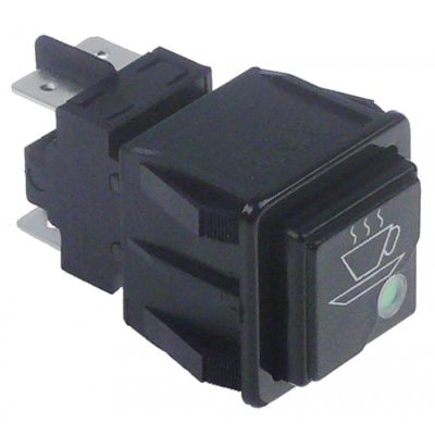 push switch 28,5x28,5mm green/red 2NO 250V 16A cup connection male faston 6,3mm
