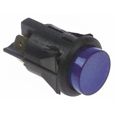 push switch mounting ø 25mm blue 2NO 250V 16A connection male faston 6,3mm