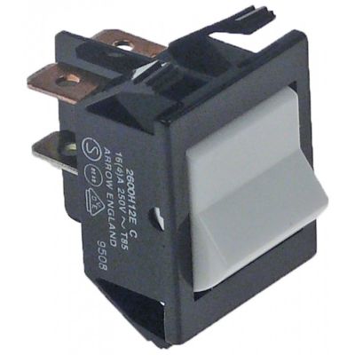 rocker switch 27x22mm white 2NO 250V 16A connection male faston 6,3mm