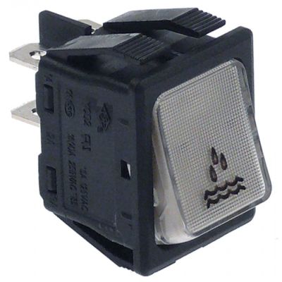 momentary rocker switch 30x22mm white 2NO 250V 16A water connection male faston 6,3mm