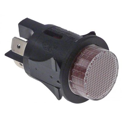 momentary push switch mounting ø 25mm red 2NO 250V 16A connection male faston 6,3mm