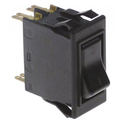 rocker switch 21x44mm black 2NO 240V 20A 0-1 connection male faston 2,8mm/6,3mm
