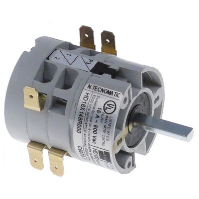 Intrerupator rotativ - selector 0-1-2, cu 4 contacte 16 A, ax ø 6x4,6 mm, lungime ax 23 mm - 347369