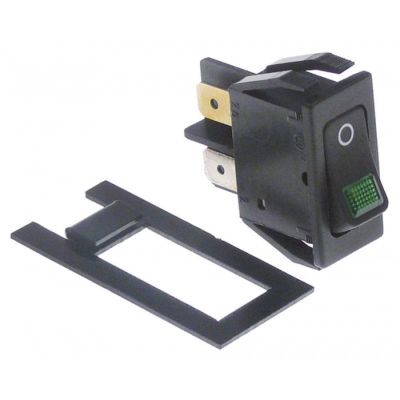 Intrerupator basculant verde 27,4x12,4mm, 2NO, 250 V - 347371