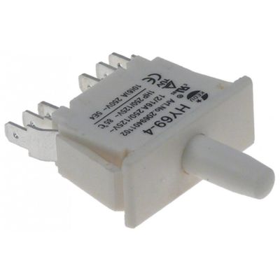 microswitch with plunger 250V 12A 2CO connection male faston 6,3mm L 28x10mm