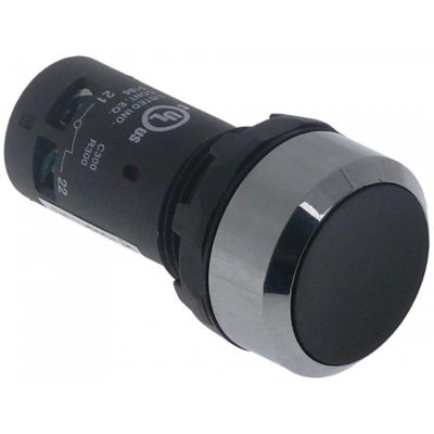 Intrerupator momentan - fara retinere ø 22 mm, 1NC/1NO, 250 V, 5 A, negru - 347425