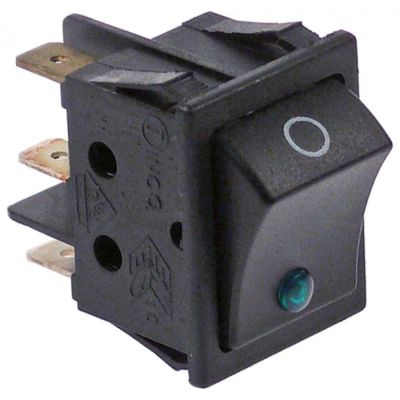 rocker switch 30x22mm green 2NO/indicator light 230V 16A illuminated 0