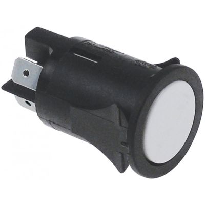 push switch mounting ø 25mm white 2NO 250V 16A connection male faston 6,3mm