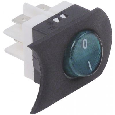 Intrerupator basculant cu ornament, montare 25x25 mm, contacte 2NO, 250 V, 16 A, verde - 347541